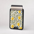Lemon Botanical MagSafe card holder showing the patterned front
