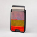 Rose Olive Scarlet Color Block MagSafe card holder showing the patterned front