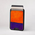 Tangerine Purple Color Block MagSafe card holder showing the patterned front