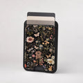 Dark Cottage Garden Floral MagSafe card holder showing the patterned front