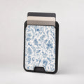 Blue Toile Wildflower MagSafe card holder showing the patterned front