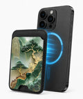 Asian Jade Landscape MagSafe card holder attached to a compatible iPhone