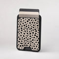 Black Dalmatian Spot MagSafe card holder showing the patterned front