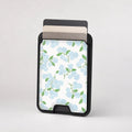 Blue Hydrangea Botanical MagSafe card holder showing the patterned front