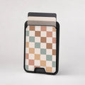 Pastel Multicolor Checkerboard MagSafe card holder showing the patterned front