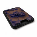 Midnight Purple Floral MagSafe card holder showing the angled leather surface