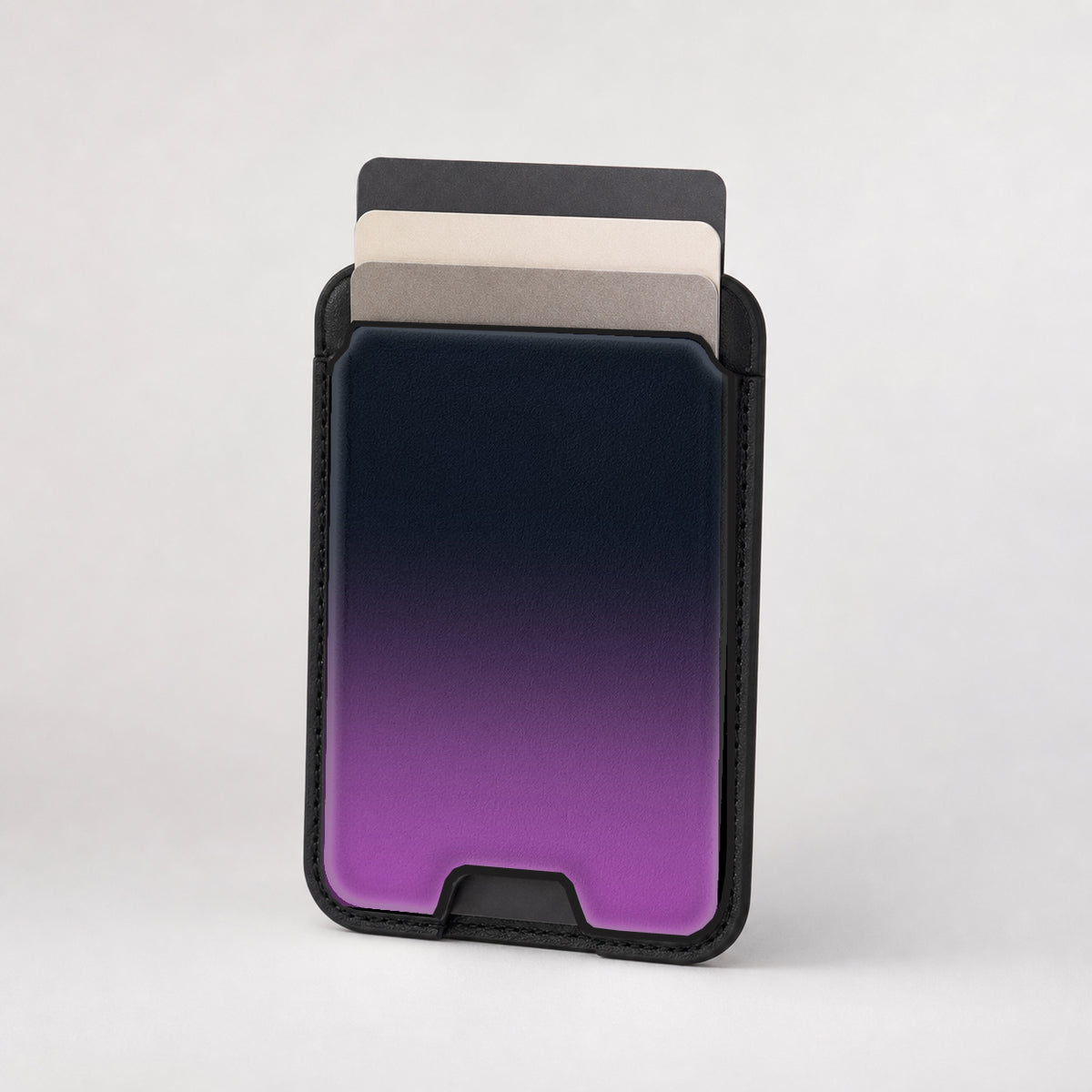Navy Purple Ombre Gradient MagSafe card holder showing the patterned front