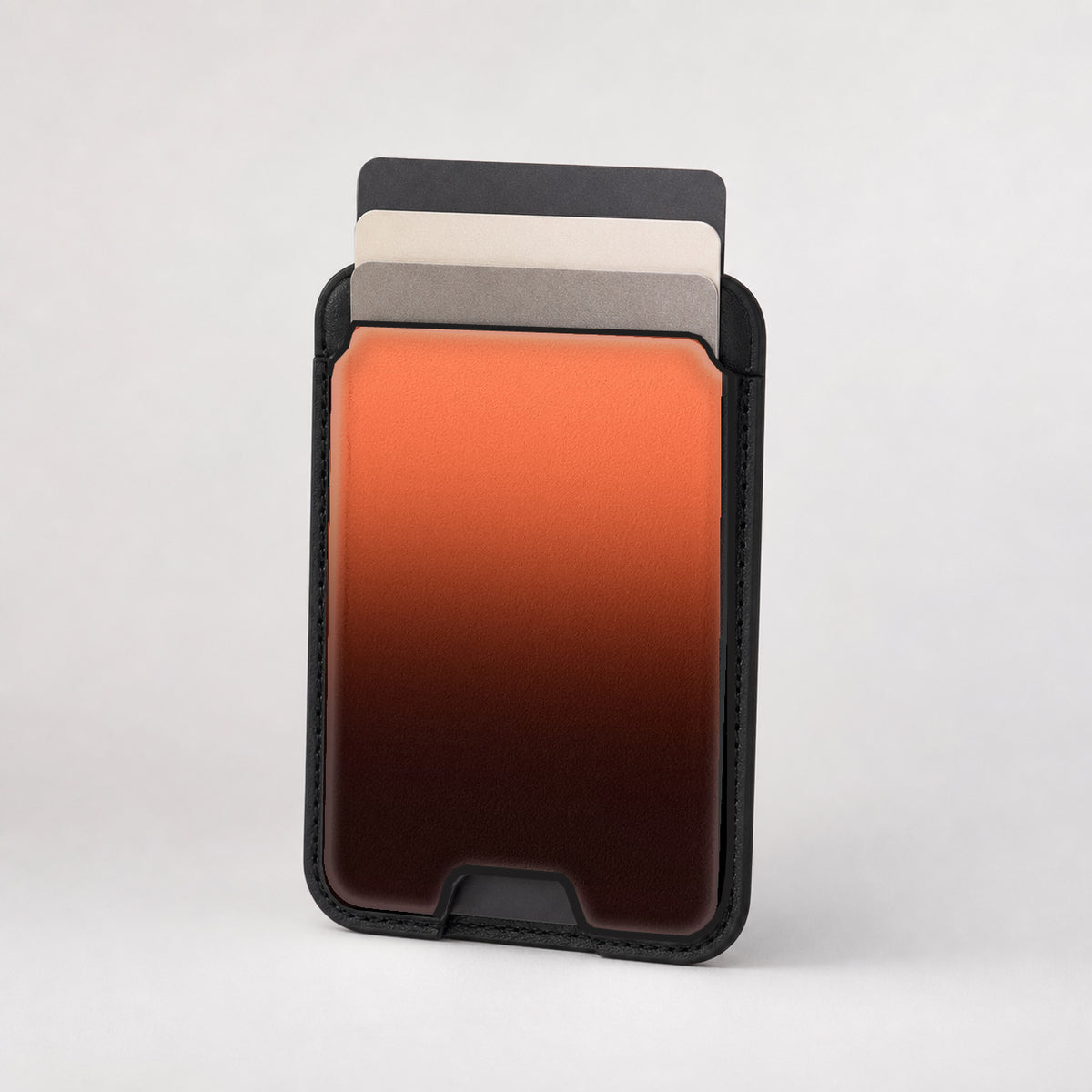 Rust Brown Ombre Gradient MagSafe card holder showing the patterned front