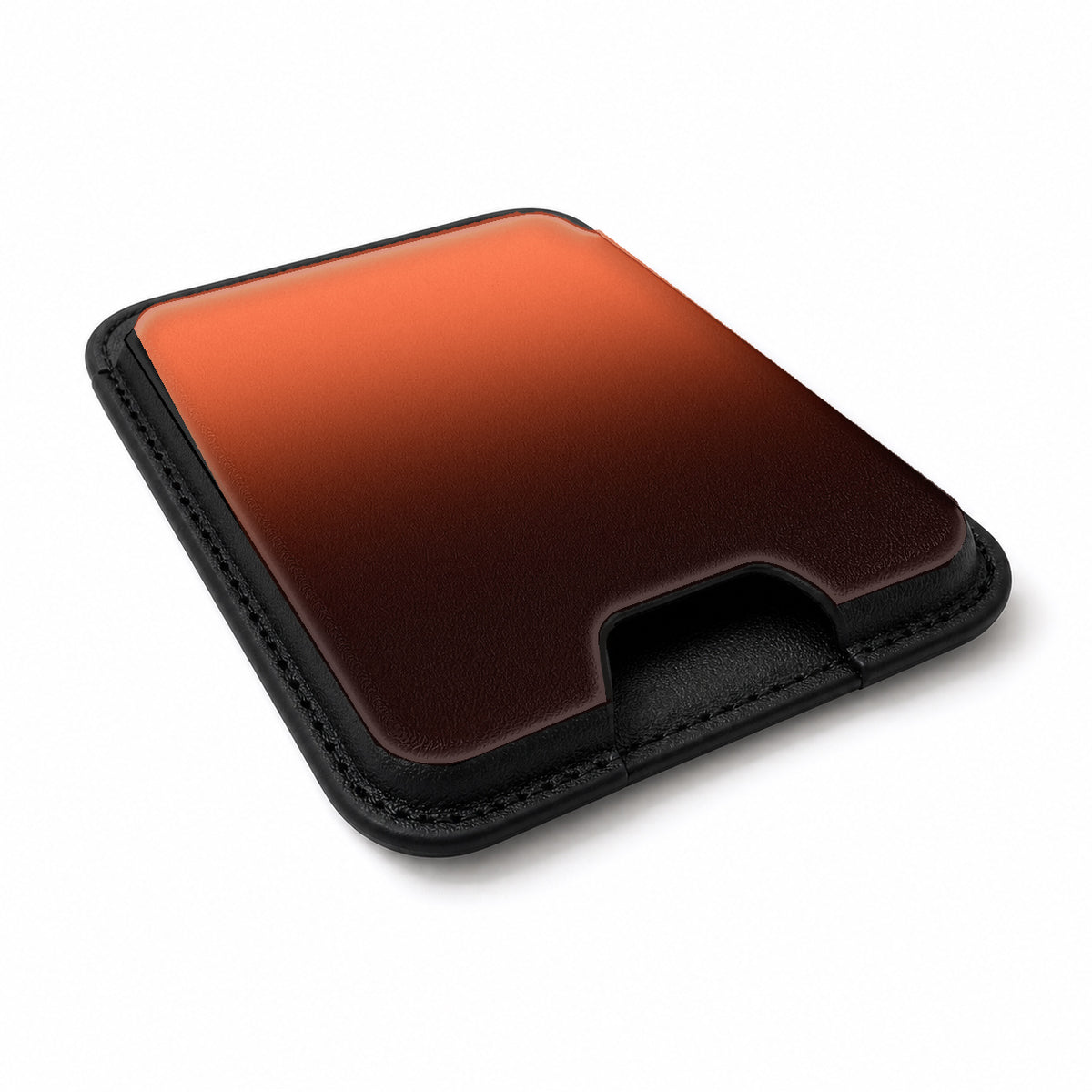 Rust Brown Ombre Gradient MagSafe card holder showing the angled leather surface