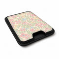 Pastel Cottage Garden Floral MagSafe card holder showing the angled leather surface