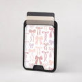 Pink Coquette Bow Toile MagSafe card holder showing the patterned front
