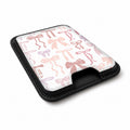 Pink Coquette Bow Toile MagSafe card holder showing the angled leather surface