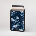 Navy Blue Rose Floral MagSafe card holder showing the patterned front