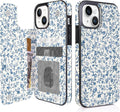 Blue Porcelain Floral non-MagSafe flip wallet case for iPhone 14/15 - exact Amazon child ASIN B0GVDMHKS1