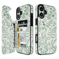 Floral Flip Wallet Case for iPhone 17–14 with Card Holder – Kickstand - iPhone 16 Plus exact model view, non-MagSafe double-buckle wallet case [OB899-iPhone-16-Plus-LOCAL]
