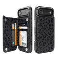 Black Leopard Flip Wallet Case for iPhone 17–14 – Card Holder & Kickstand – product image 4