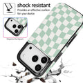 Mint Wavy Checkerboard Flip Wallet Case for iPhone 17–14 – Card Holder & Kickstand – product view 6