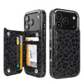 Black Leopard Flip Wallet Case for iPhone 17–14 – Card Holder & Kickstand – product image 3