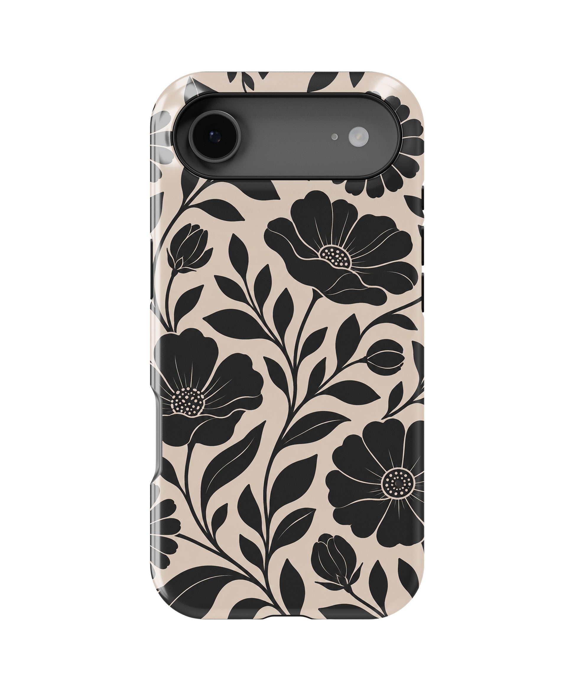 Black botanical floral MagSafe tough case for iPhone 17 Air