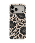 Black botanical floral MagSafe tough case for iPhone 17 Pro Max