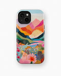 Colorful mountain garden MagSafe tough case for iPhone standard and Plus models