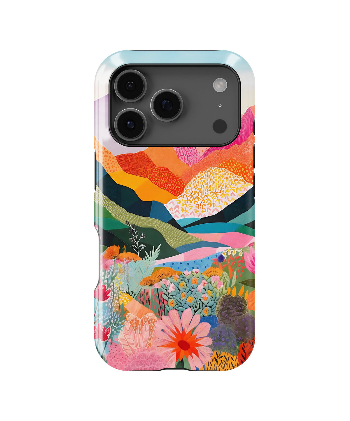 Colorful mountain garden MagSafe tough case for iPhone 17 Pro