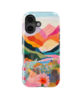 Colorful mountain garden MagSafe tough case for iPhone 17, iPhone 16, and iPhone 16 Plus