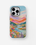 Pastel Mountain Lake Floral MagSafe iPhone Tough Case product image for iPhone Pro models