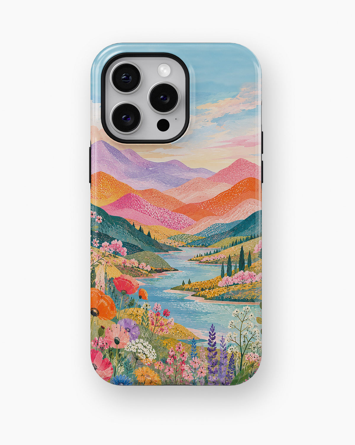 Pastel Mountain Lake Floral MagSafe iPhone Tough Case product image for iPhone Pro Max models