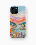 Pastel Mountain Lake Floral MagSafe iPhone Tough Case product image for iPhone standard and Plus models
