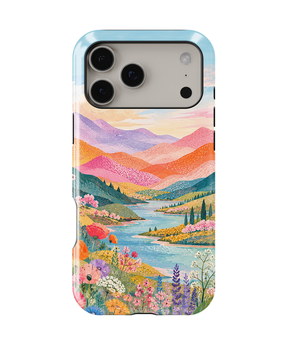 Pastel Mountain Lake Floral MagSafe iPhone Tough Case product image for iPhone 17 Pro Max