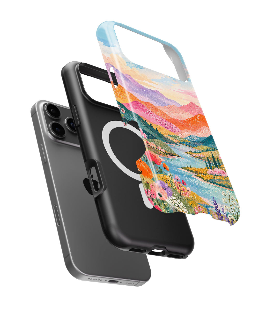 Pastel Mountain Lake Floral MagSafe iPhone Tough Case product image for iPhone 17 Pro Max