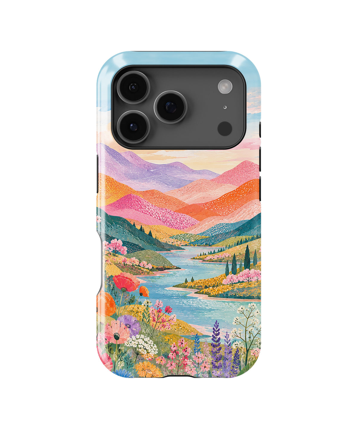 Pastel Mountain Lake Floral MagSafe iPhone Tough Case product image for iPhone 17 Pro