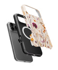 Pressed Wildflower Meadow MagSafe iPhone Tough Case side and MagSafe exploded view