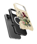 Vintage Floral Bouquet MagSafe iPhone Tough Case side and MagSafe exploded view