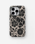Black Cream Retro Floral MagSafe iPhone Tough Case product image for iPhone Pro models