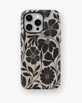 Black Cream Retro Floral MagSafe iPhone Tough Case product image for iPhone Pro Max models