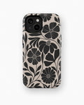 Black Cream Retro Floral MagSafe iPhone Tough Case product image for iPhone standard and Plus models