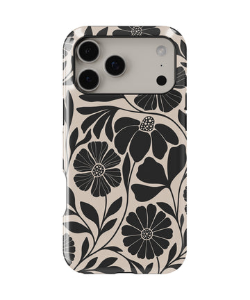 Black Cream Retro Floral MagSafe iPhone Tough Case product image for iPhone 17 Pro Max