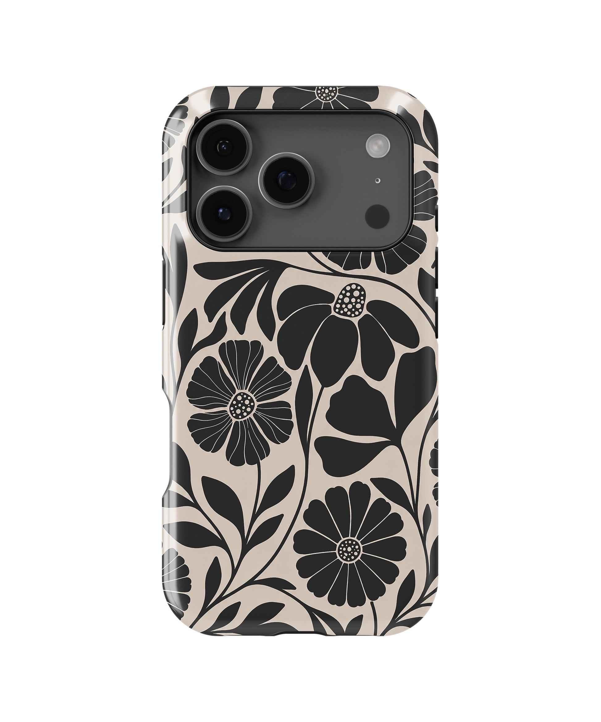 Black Cream Retro Floral MagSafe iPhone Tough Case product image for iPhone 17 Pro