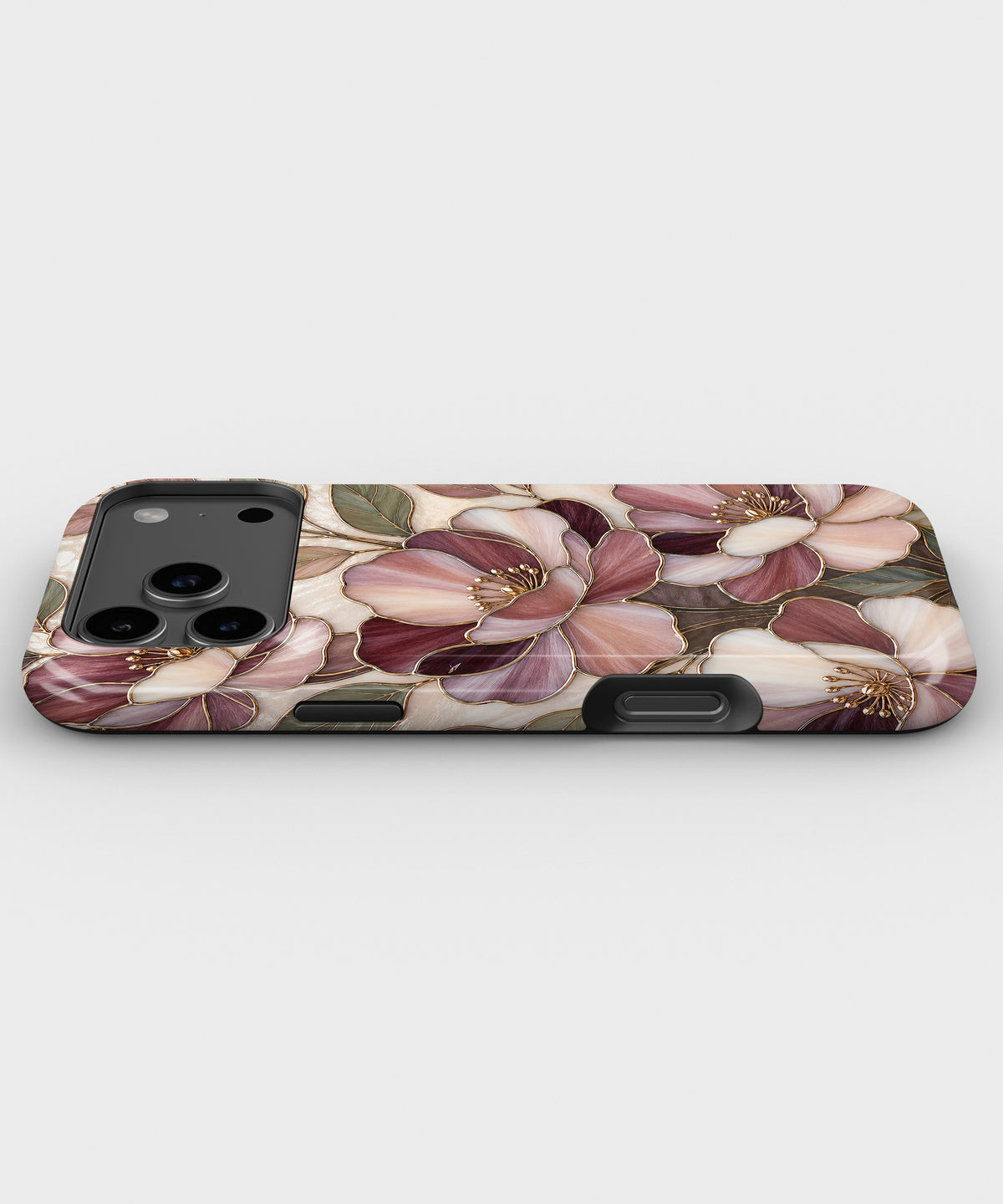 Magnolia Blossom Floral MagSafe iPhone Tough Case low angle lifestyle product view