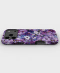 Purple Garden Floral MagSafe iPhone Tough Case low angle lifestyle product view