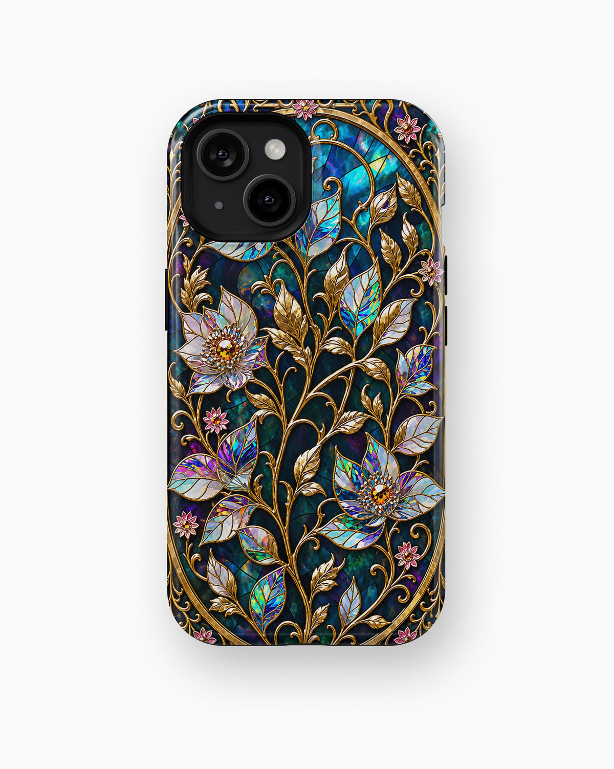 Stained Glass Floral Vine MagSafe iPhone Tough Case product image for iPhone standard and Plus models