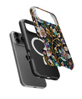 Stained Glass Floral Vine MagSafe iPhone Tough Case side and MagSafe exploded view