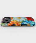 Vibrant Floral Garden MagSafe iPhone Tough Case low angle lifestyle product view
