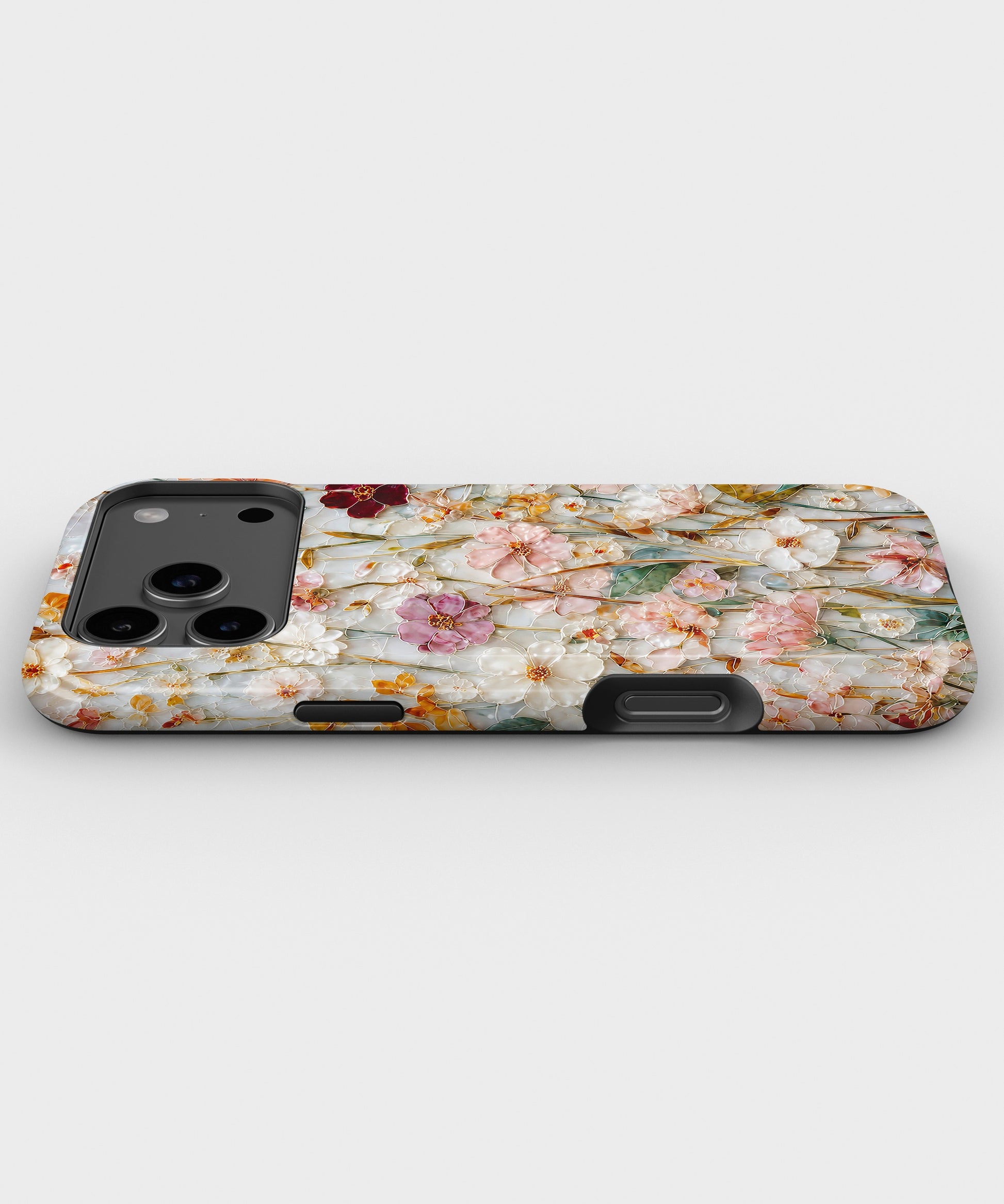 Pressed Blossom Wildflower MagSafe iPhone Tough Case low angle lifestyle product view