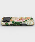 Soft Pink Peony Floral MagSafe iPhone Tough Case low angle lifestyle product view