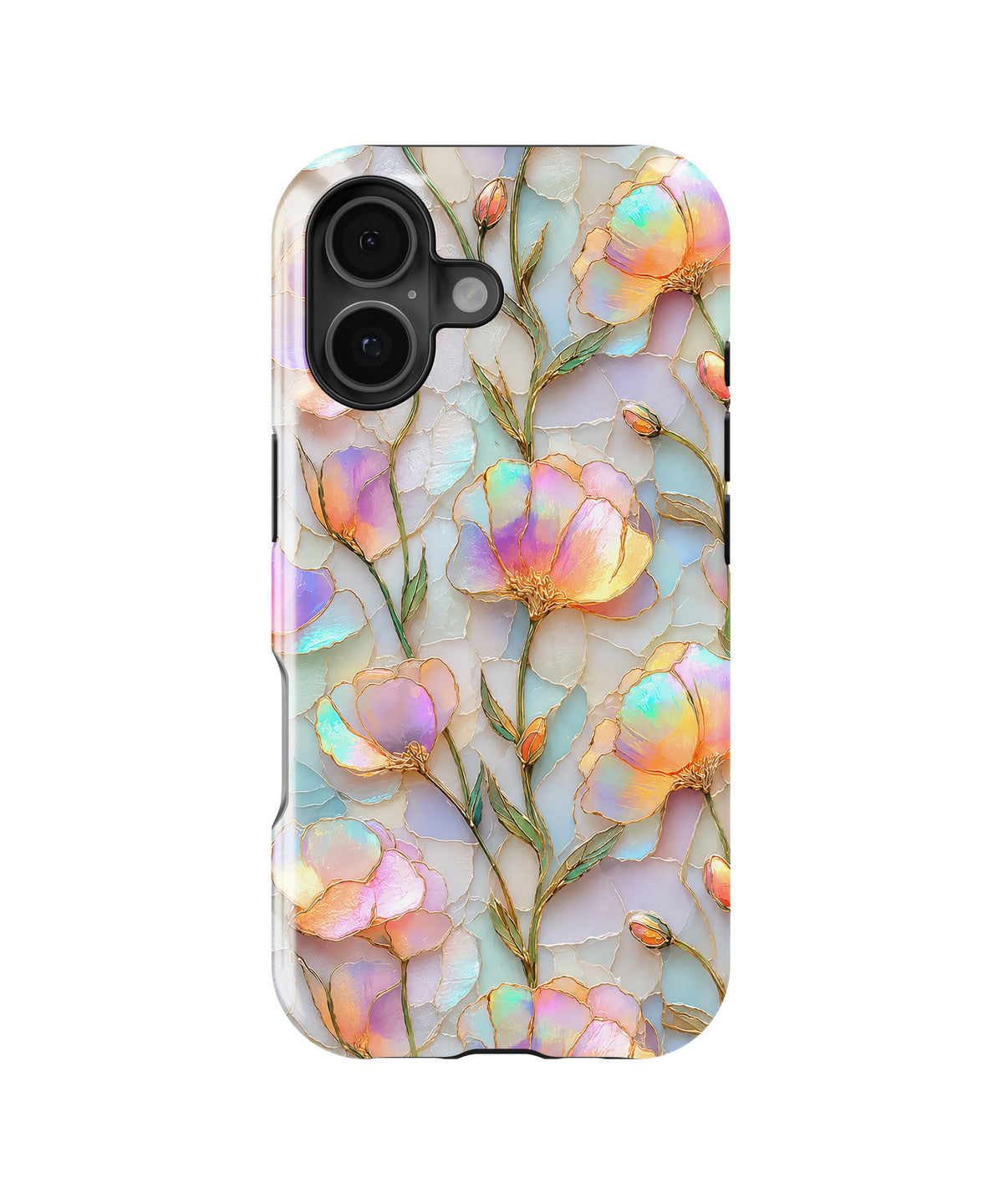 Iridescent Pastel Floral MagSafe iPhone Tough Case product image for iPhone 17, iPhone 16, and iPhone 16 Plus