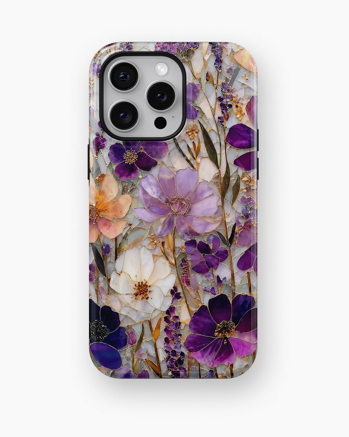Purple Pressed Flower MagSafe iPhone Tough Case product image for iPhone Pro Max models