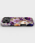 Purple Pressed Flower MagSafe iPhone Tough Case low angle lifestyle product view